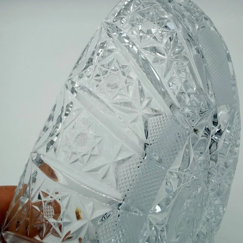 Vintage American Brilliant Cut‎ Glass Oval Serving Bowl